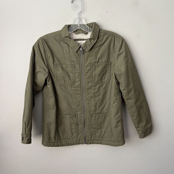 Hanna Andersson Jacket Boys Size 8 Canvas Utility Olive Green Full Zip Youth - Picture 11 of 13